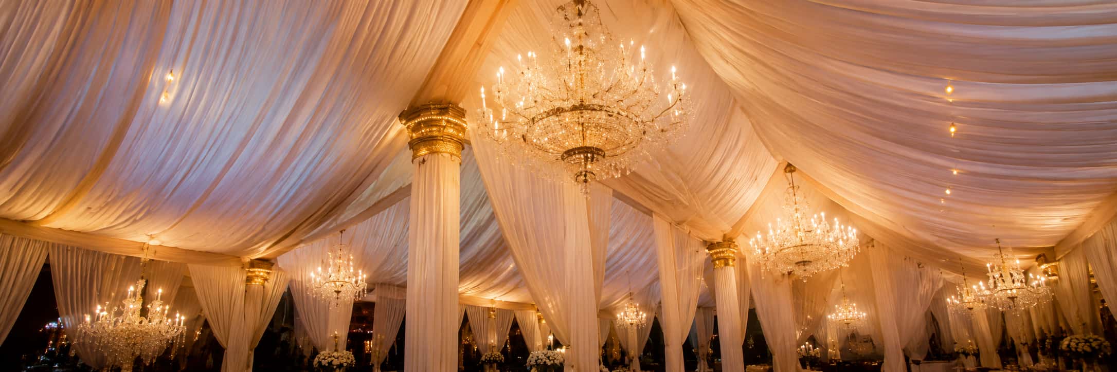 Symmetrical fabric draped canopy