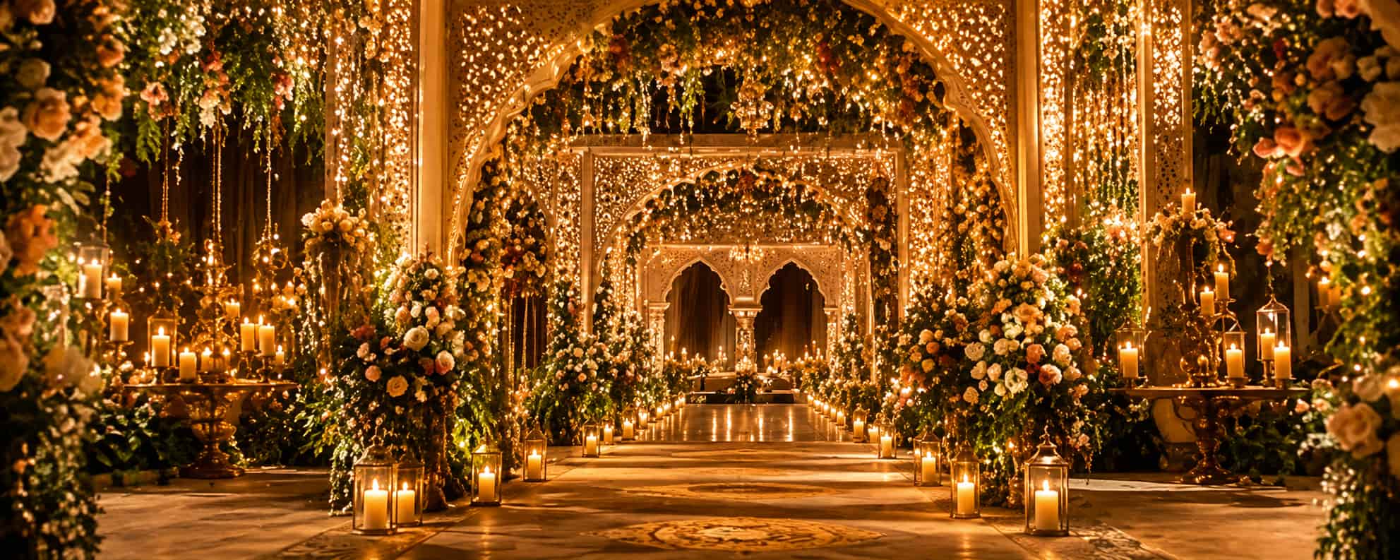 Immersive floral walkway entrance transformation