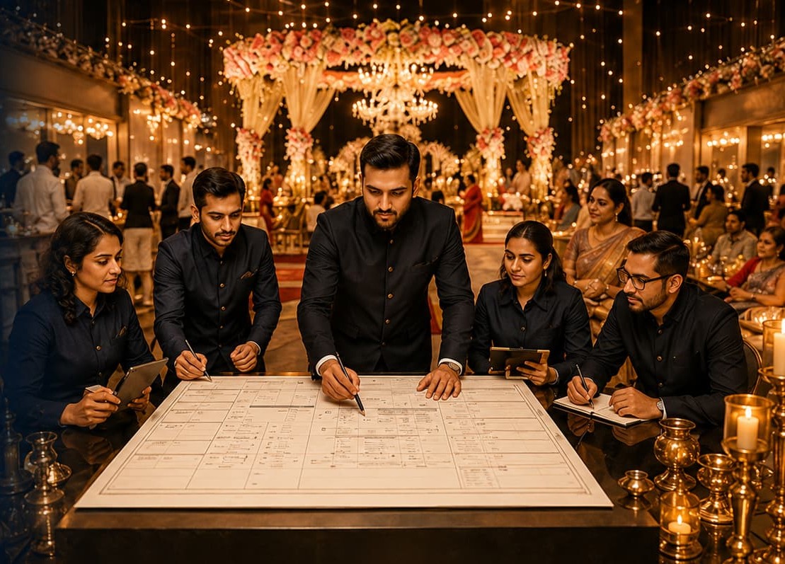 Coordinated wedding planning team